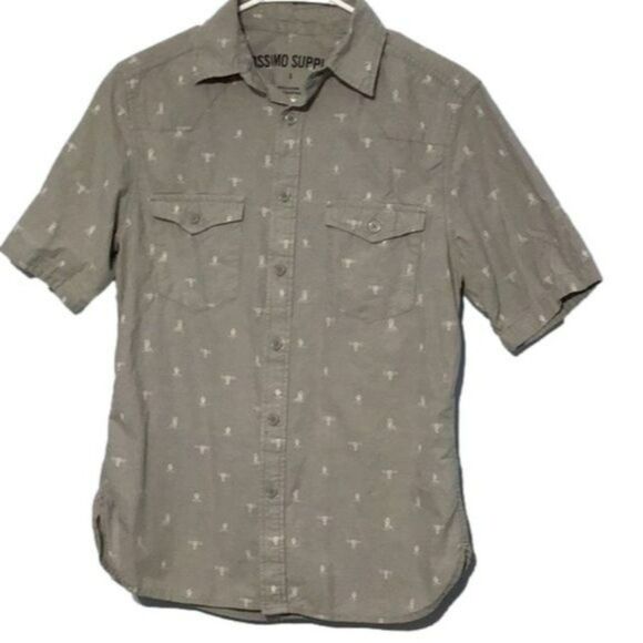 Mossimo Men's Gray Steer Skull Shirt Size S - Picture 1 of 7